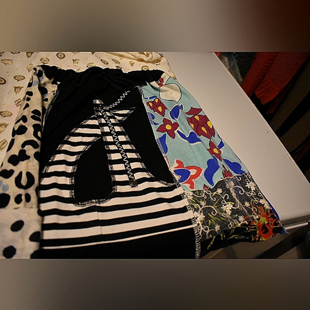 COPY - Boho upcycled Hand-made mini skirt  using recycled materials Applique/Em… - Picture 3 of 9